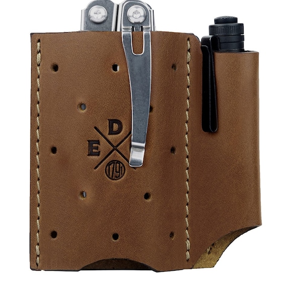 Leather Pocket Tool Pouch for Multitool, Pen / Pen Light, Cash / Cards for Pocket Carry